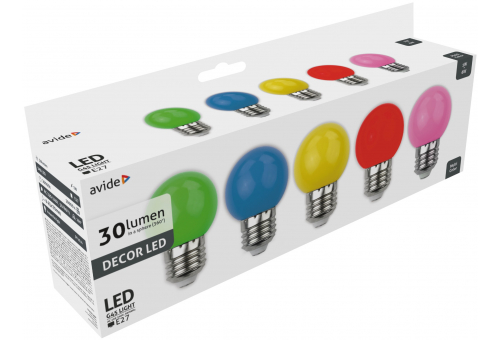 Decor LED bulbs G45 1W E27 B5 (Green/Blue/Yellow/Red/Pink)