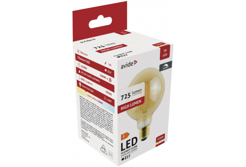 LED Filament Globe G95 7W Dimmable/Amber E27 360° WW