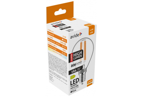 Avide LED Filament Mini Globe 4.9W E14 NW 4000K Super High Lumen