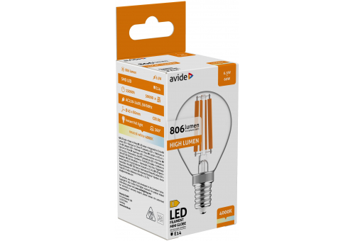 Avide LED Filament Mini Globe 6.5W E14 NW 4000K High Lumen