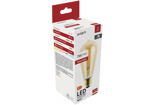 LED Filament ST57 7W Dimmable/Amber E27 360° WW