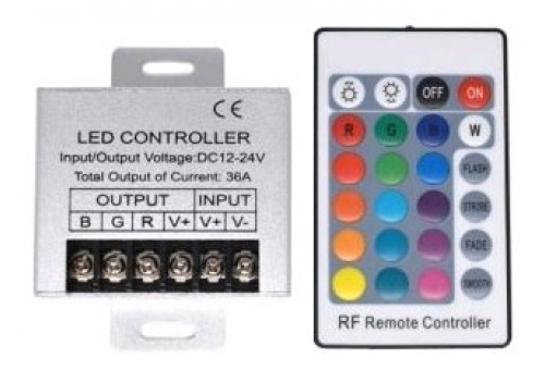 LED Strip 12V 432W RGB 24 Keys RF Remote and Controller
