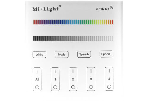LED Strip 12-24V RGB+W 4 Zone RF Surface Mounted /2xAAA/ Touch Remote