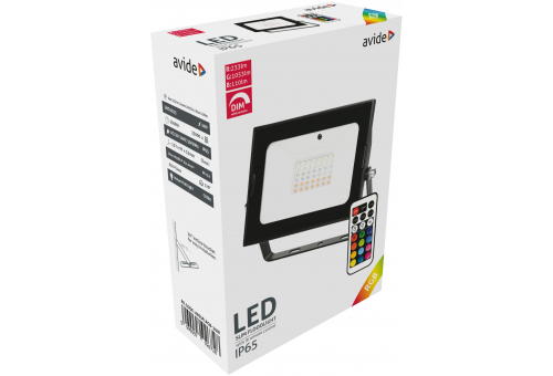 LED Flood Light Slim SMD 30W RGB with IR remote