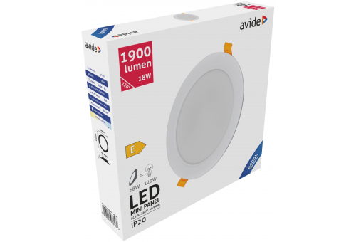 LED Ceiling Lamp Recessed Panel Round Plastic 18W CW