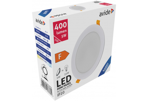 LED Ceiling Lamp Recessed Panel Round Plastic 5W CW
