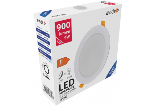 LED Ceiling Lamp Recessed Panel Round Plastic 9W CW