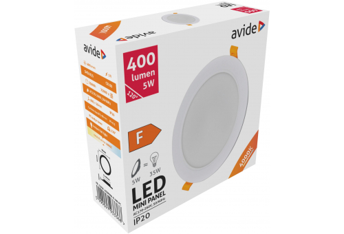 LED Ceiling Lamp Recessed Panel Round Plastic 5W NW