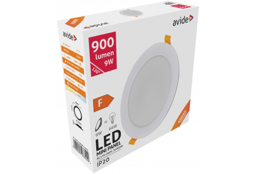 LED Ceiling Lamp Recessed Panel Round Plastic 9W NW