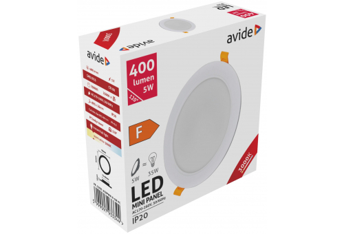 LED Ceiling Lamp Recessed Panel Round Plastic 5W WW