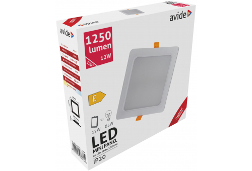 LED Ceiling Lamp Recessed Panel Square Plastic 12W WW 3000K