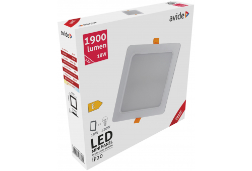 LED Ceiling Lamp Recessed Panel Square Plastic 18W WW 3000K