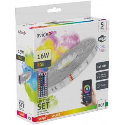 LED Strip Blister 12V 16W RGB 5m TUYA - Music control + IR remote