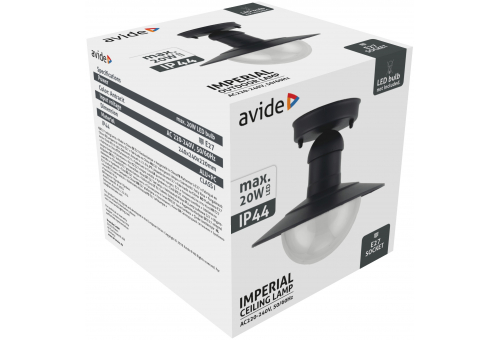 Avide Outdoor Ceiling Lamp Imperial 1xE27 IP44 Antracit