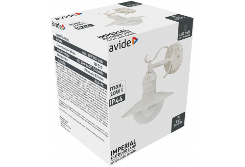 Avide Outdoor Wall Lamp Imperial 1xE27 IP44 Antique White