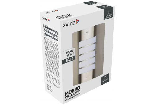 Avide Outdoor Wall Lamp Morro 1xE27 IP44 Satin Nickel