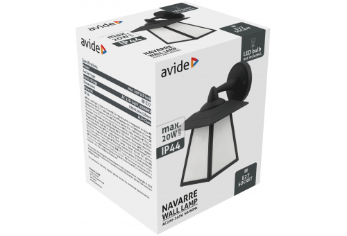 Avide Outdoor Wall Lamp Navarre 1xE27 IP44 Black