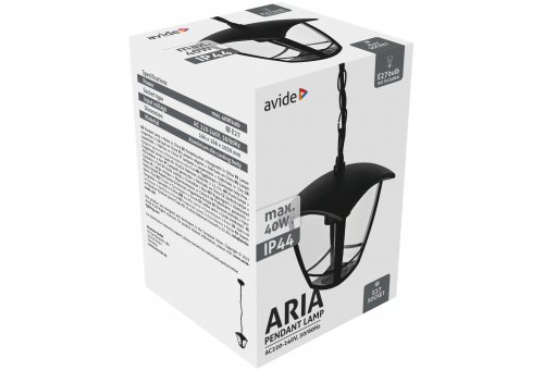 Outdoor Pendant Lamp Aria 1050mm 1xE27 Black IP44