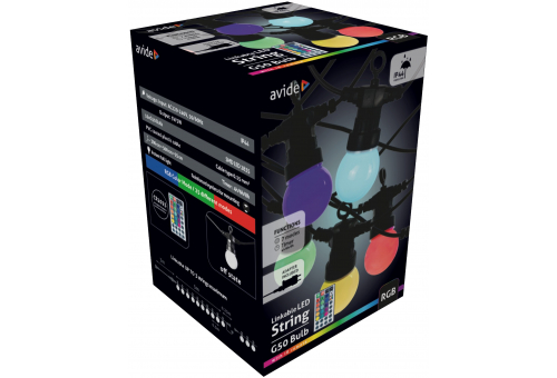Avide Kültéri füzér 5m RGB sorolható - távirányítóval